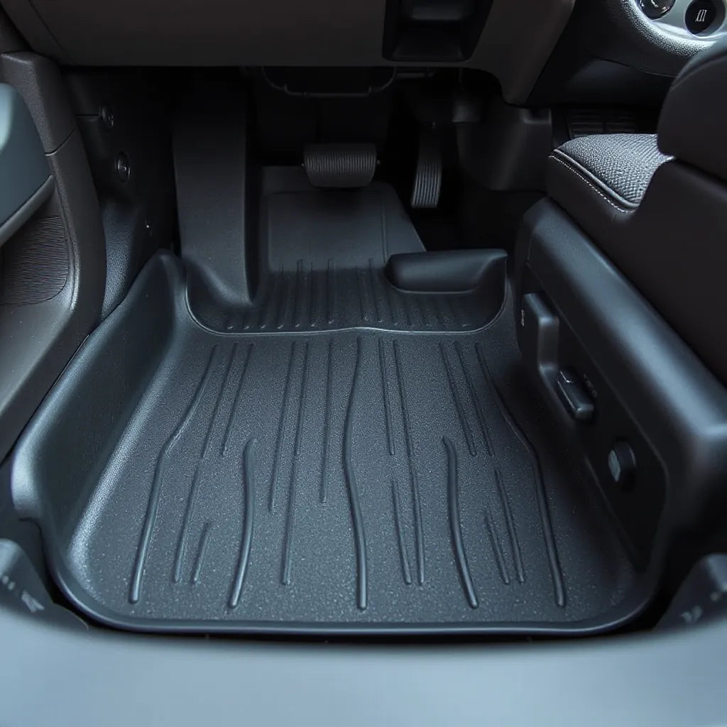 Custom-fit car mats shaped to the driver-side footwell with raised edges for coverage