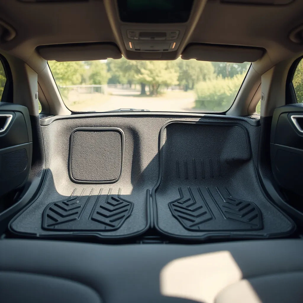Custom fit car mats contoured to the vehicle floor in a clean car interior