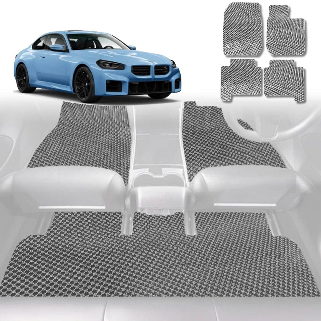 6D Diamond Car Floor Mats for BMW M2 2023 - Current (G87) - Custom-Fit Carpet Liner - 0