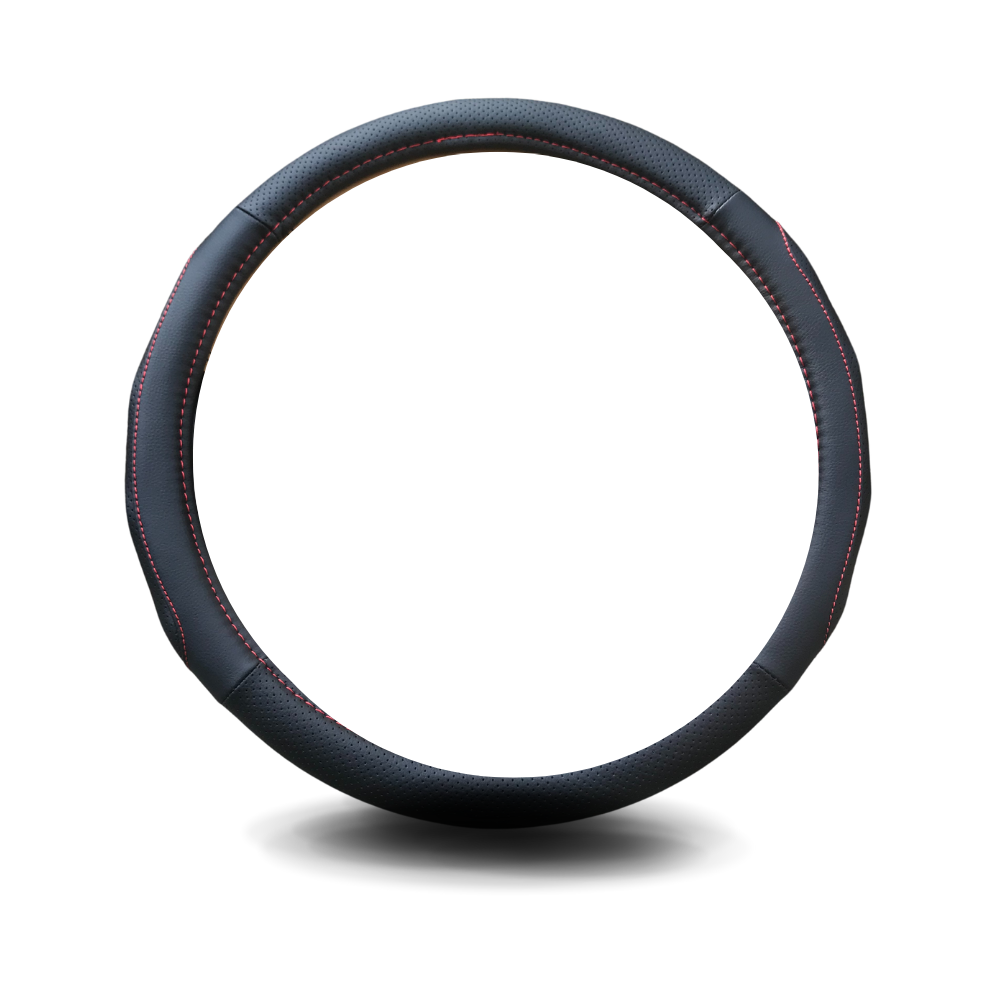 Steering Wheel Cover for Ford Ranger 2022 - Current PX Mk3 - Black Microfiber Leather - Circle 38 cm