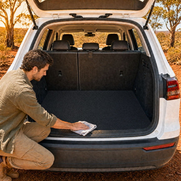6D Diamond Car Boot Cargo Mat for Suzuki Swift 2024 - Current (Hybrid) - Heavy Duty Carpet Liner - All-Weather Resistance - Easy to use - Odorless Material - Black & Grey