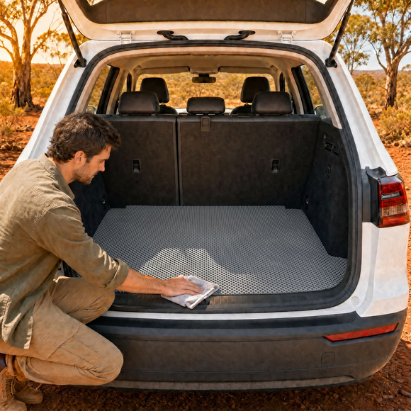 6D Diamond Car Boot Cargo Mat for Mitsubishi Outlander 2022 - Current (ZM) - Heavy Duty Carpet Liner - All-Weather Resistance - Easy to use - Odorless Material - Black & Grey