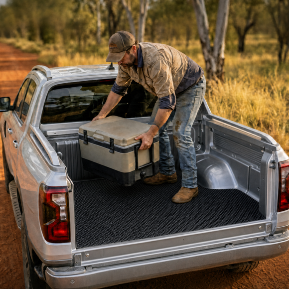 6D Diamond Ute Tub Mat for Mitsubishi Triton Double Cab (MQ-MR) 2015-2023 (With Spray On Liner or No Liner) - Black & Grey
