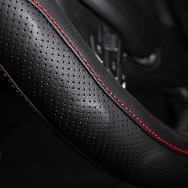 Steering Wheel Cover for Subaru XV 2012 - 2017 (GP) - Black Microfiber Leather - Circle 38 cm - 0