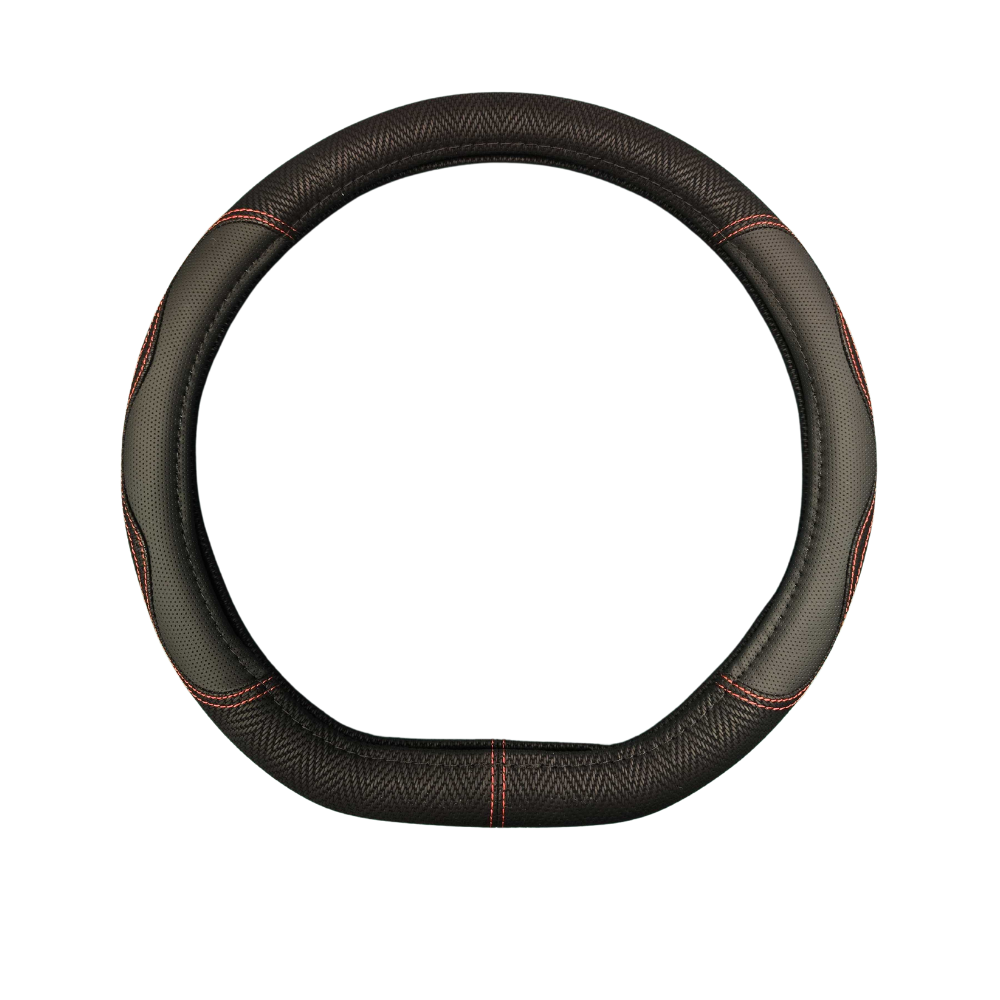 Steering Wheel Cover for Alfa Romeo Giulia 2016 - Current (952) - Black Microfiber Leather - D-Shape 38 cm