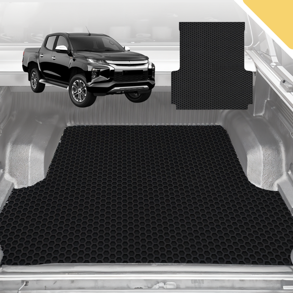 6D Pro Ute Tub Mat for All-new Mitsubishi Triton Double Cab (LC/MV) 2024-Current (With Spray On Liner or No Liner) - Black - Full Set