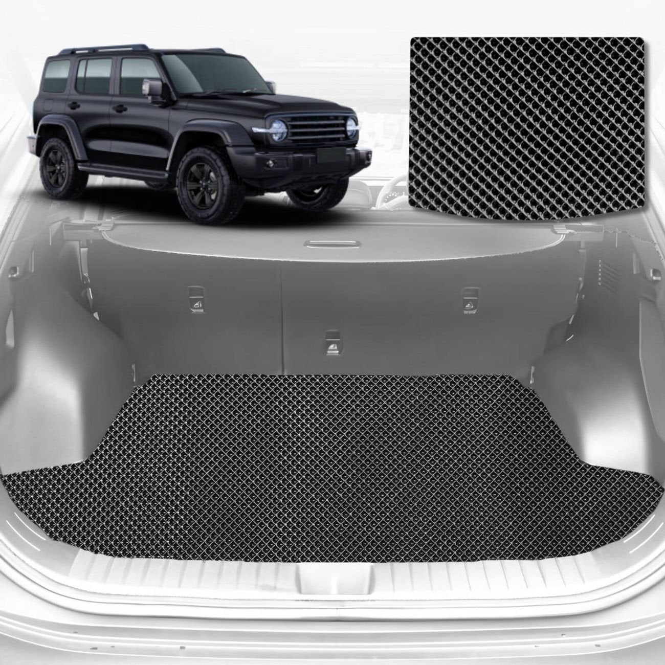 6D Diamond Car Boot Mat for GWM Haval Tank 300 2023 - Current (P01) (with right flap) - Heavy Duty Carpet Liner