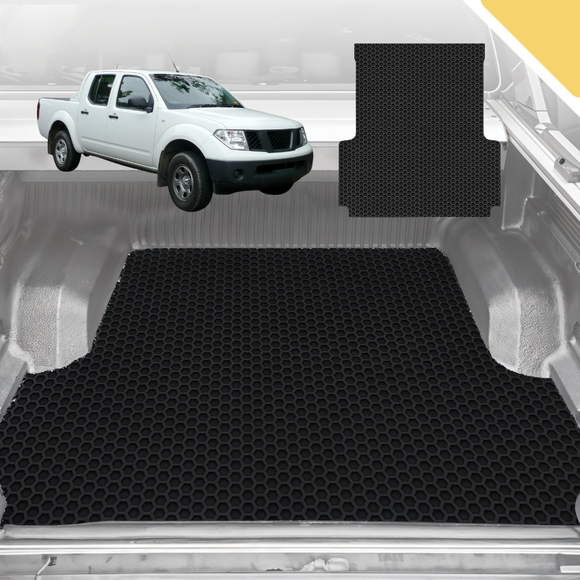 6D Pro Ute Tub Mat for Nissan Navara (D40-RX) 2005-2015 (With Spray On Liner or No Liner) - Black - Full Set