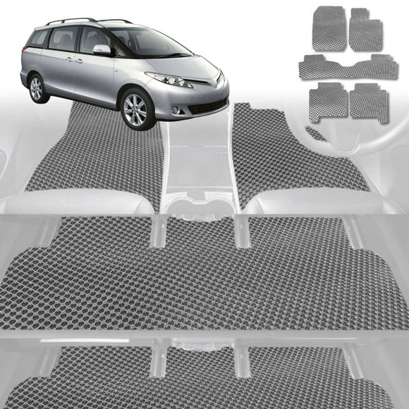 6D Diamond Car Floor Mats for Toyota Tarago 2006 - 2020 (Estima) 8 Seater - Custom-Fit Carpet Liner