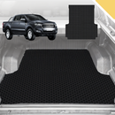 6D Pro Ute Tub Mat for Ford Ranger (PX Dual Cab Ute) 2012-2015 (with Plastic tub Liner) - Black - Full Set-1