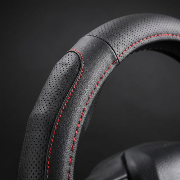 Steering Wheel Cover for Kia Picanto 2017 - Current (JA) - Black Microfiber Leather - Circle 38 cm