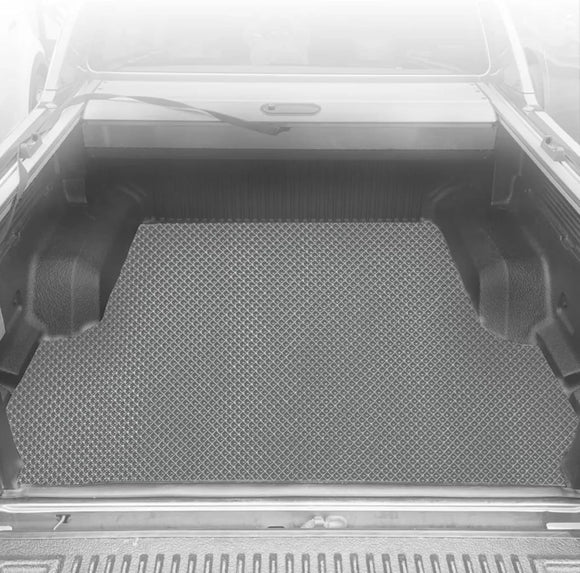 6D Diamond Ute Tub Mat for Nissan Navara Dual Cab 2015 - Current (NP300/D23 STX with rear cupholder) - Black & Grey