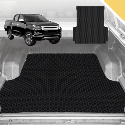 6D Pro Ute Tub Mat for Mitsubishi Triton Double Cab (MQ-MR) 2015-2023 (With Spray On Liner or No Liner) - Black - Full Set