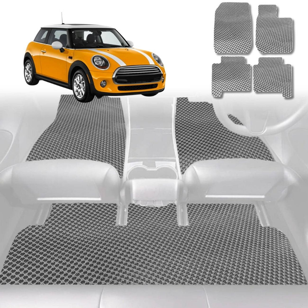 6D Diamond Car Floor Mats for MINI Cooper 3-Door Hatch 2014 - 2024 (F56) - Custom-Fit Carpet Liner - 0
