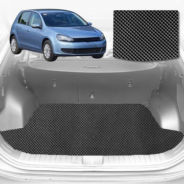6D Diamond Car Boot Mat for VolksWagen Golf 2009 - 2013 Hatch/Wagon (MK6) (Wagon) - Heavy Duty Carpet Liner