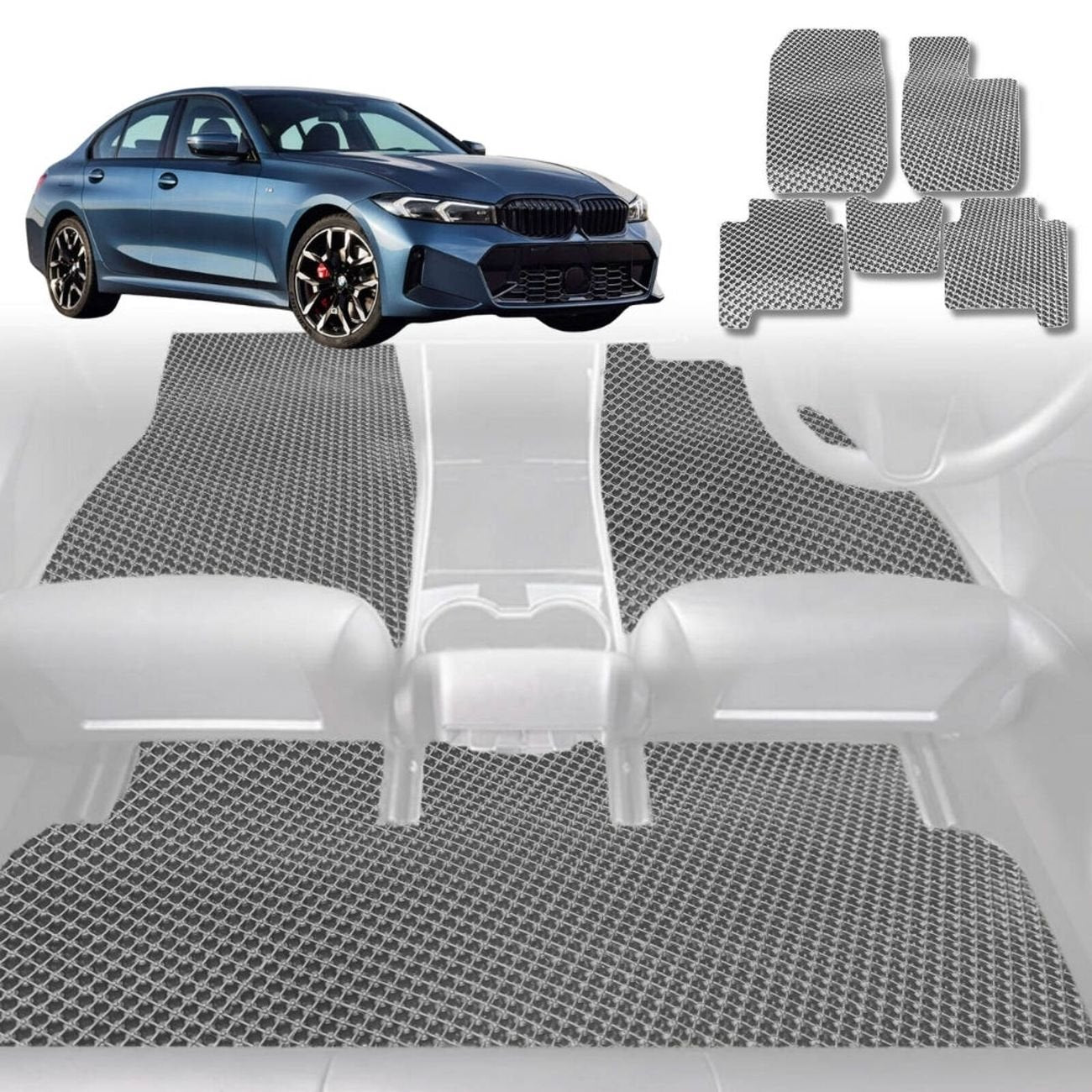 6D Diamond Car Floor Mats for BMW 3 Series 2018 - Current (G20 G21) - Custom-Fit Carpet Liner - 0