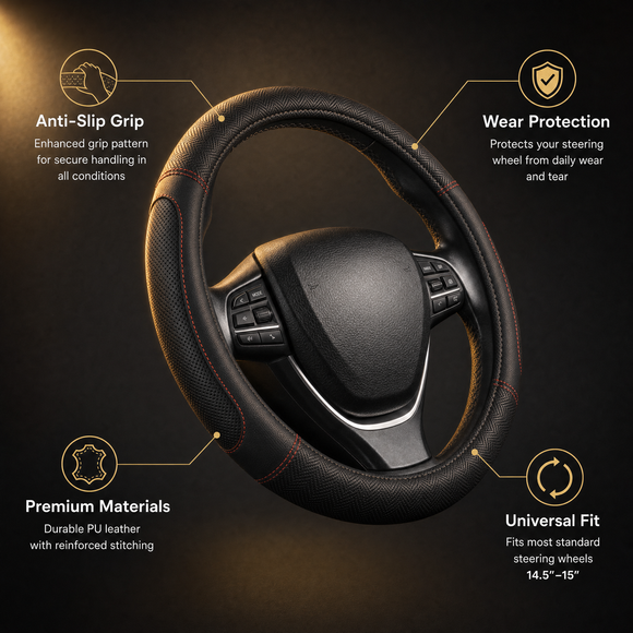 Steering Wheel Cover Pro Extra Layer for Hyundai Staria 2021 - Current US4 - Breathable & Anti-Slip - Circle 38 cm