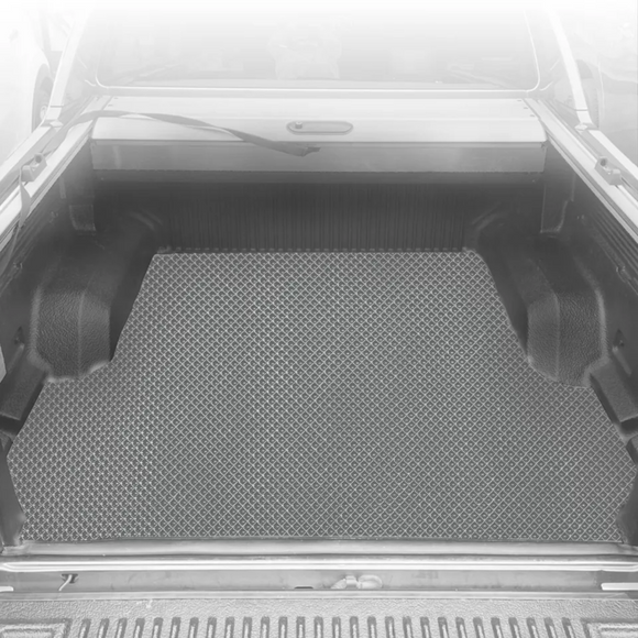 6D Diamond Ute Tub Mat for Nissan Navara Dual Cab 2015 - Current (NP300/D23 STX with rear cupholder) - Black & Grey