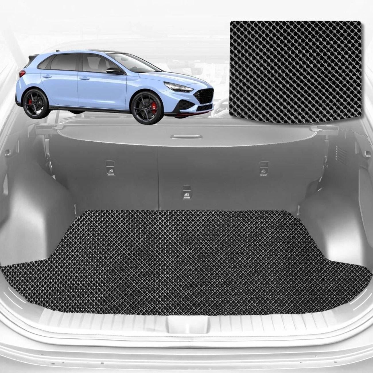 6D Diamond Car Boot Mat for Hyundai i20 N 2020 - Current (BC3/BI3) (Hatch) - Heavy Duty Carpet Liner