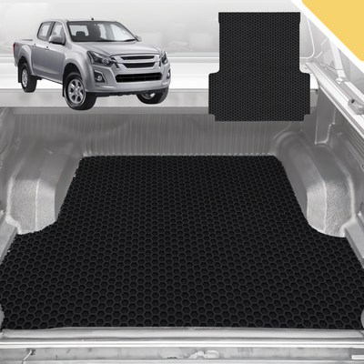 6D Pro Ute Tub Mat for Isuzu D-Max Crew Cab RG 2020-Current (with Factory Plastic tub Liner) - Black - Full Set