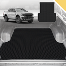 6D Pro Ute Tub Mat for Ford Ranger PX3 Dual Cab Ute 2018-2022 (with Plastic tub Liner) - Black - Full Set-1
