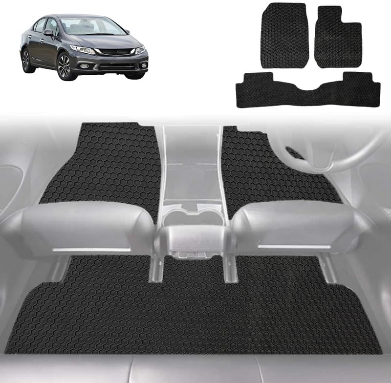 6D Diamond Car Floor Mats for Honda Civic 2012 - 2016 (Sedan, 9th Gen) - Custom-Fit Carpet Liner