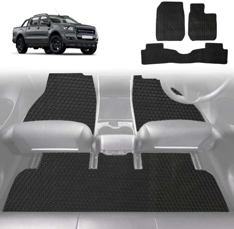 6D Diamond Car Floor Mats for Ford Ranger 2015 - 2018 (PX2 Dual Cab Ute) - Custom-Fit Carpet Liner