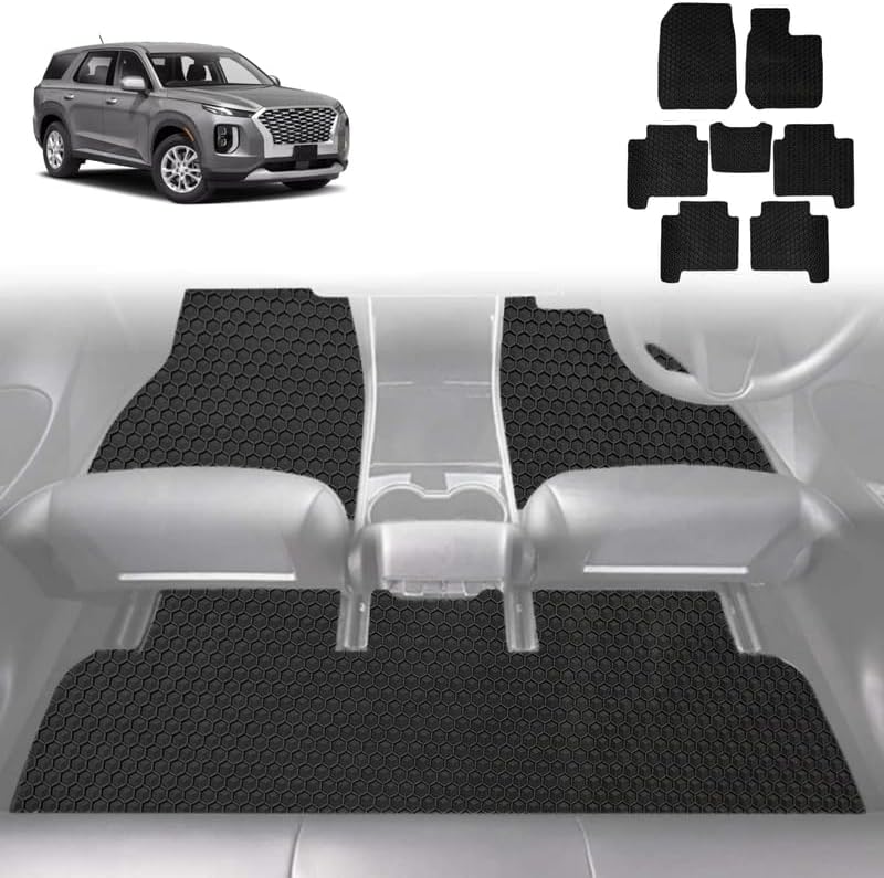 6D Diamond Car Floor Mats for Hyundai Palisade 2021 - Current 8 Seater - Custom-Fit Carpet Liner