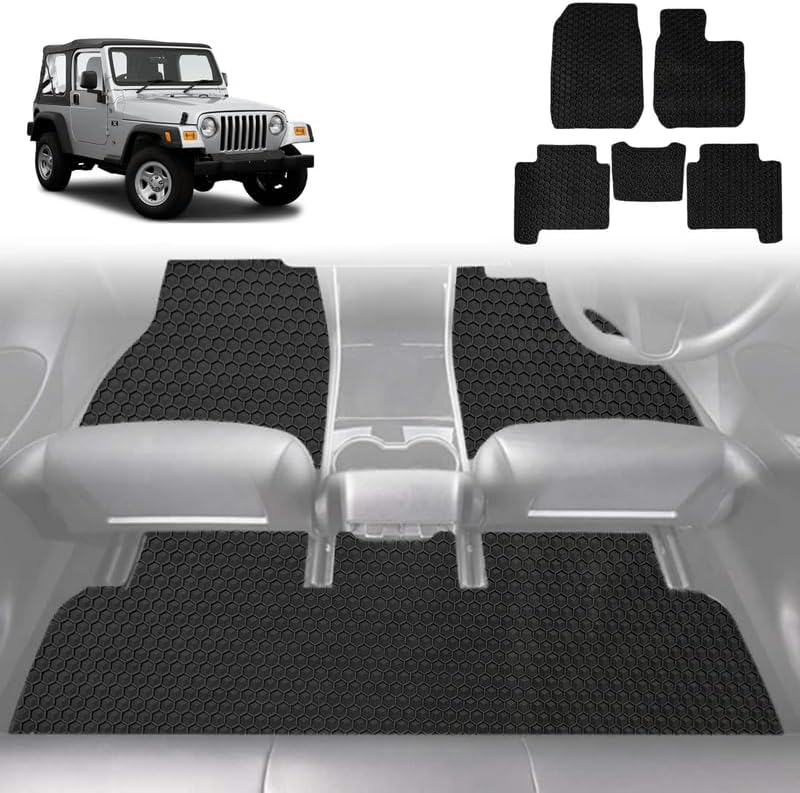 6D Diamond Car Floor Mats for Jeep Wrangler 2006 - 2018 (2-Door JK) - Custom-Fit Carpet Liner