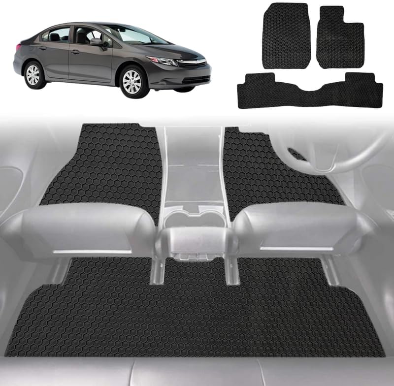 6D Diamond Car Floor Mats for Honda Civic 2006 - 2012 Sedan(8th Gen) - Custom-Fit Carpet Liner