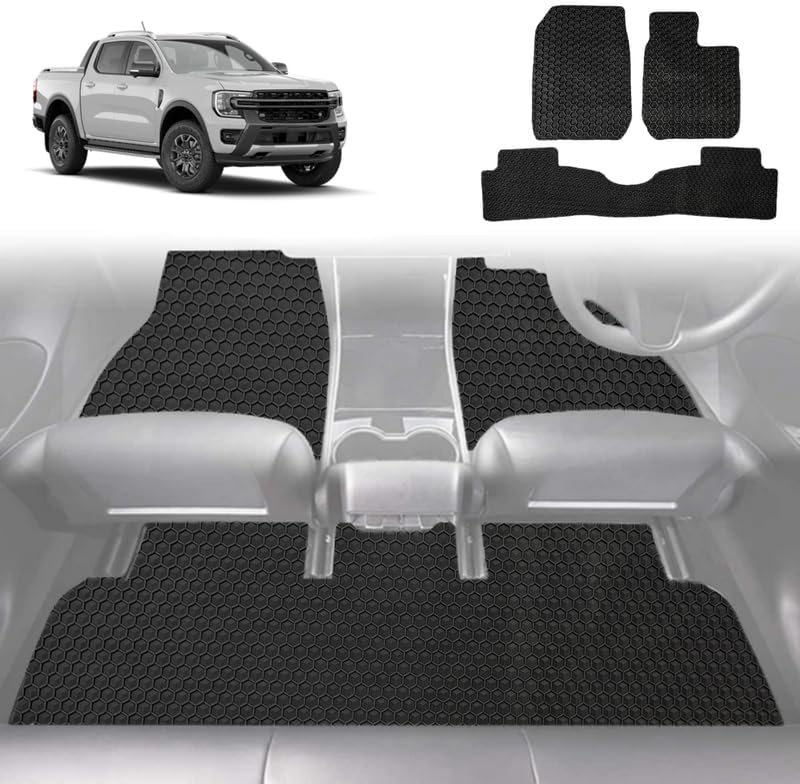 6D Diamond Car Floor Mats for Ford Ranger 2018 - 2022 (PX3 Dual Cab Ute) - Custom-Fit Carpet Liner