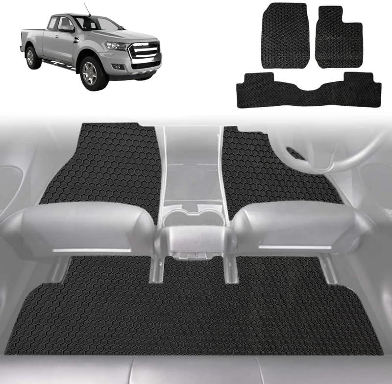 6D Diamond Car Floor Mats for Ford Ranger 2012 - 2015 (PX Dual Cab Ute) - Custom-Fit Carpet Liner
