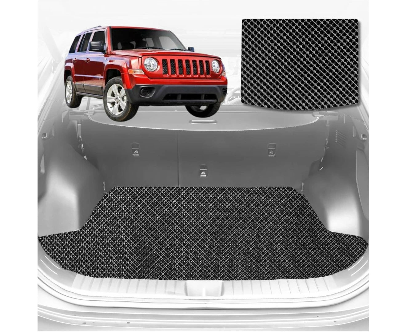 6D Diamond Car Boot Mat for Jeep Patriot 2006 - 2015 MK  - Heavy Duty Carpet Liner