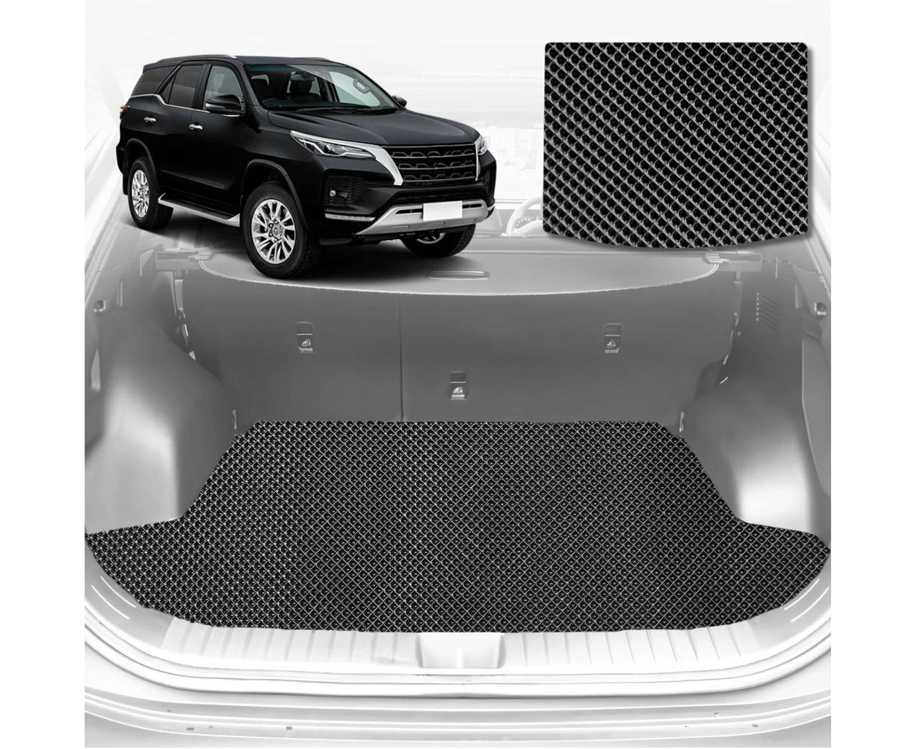 6D Diamond Car Boot Mat for Toyota Fortuner 2015 - Current (AN150/AN160)  - Heavy Duty Carpet Liner