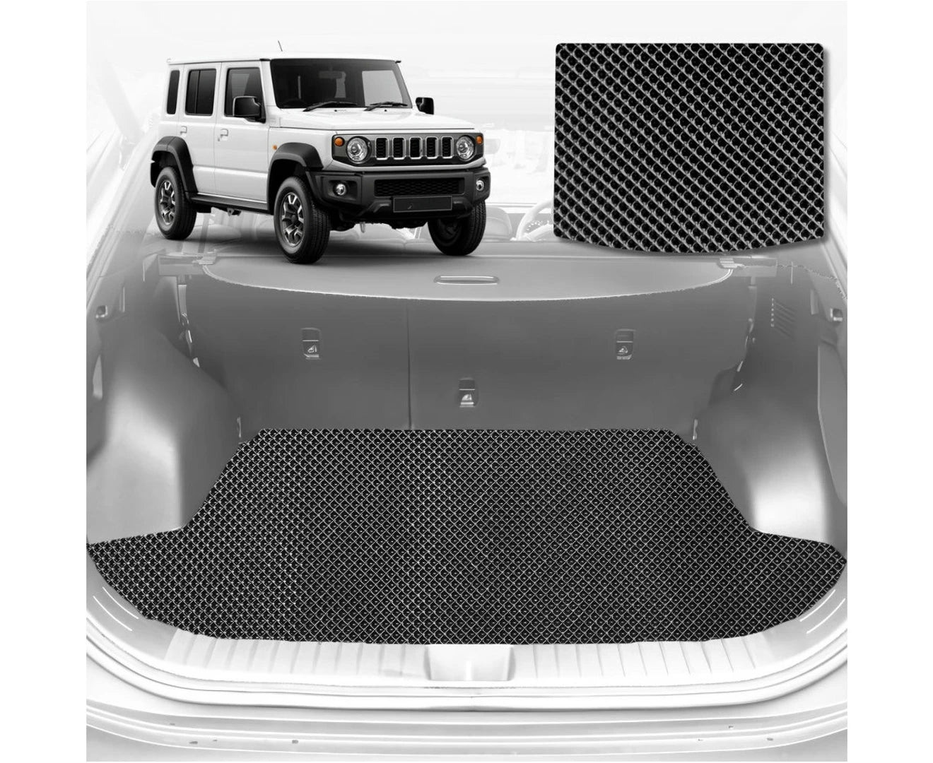 6D Diamond Car Boot Mat for Suzuki Jimny 2018 - Current Manual (2nd Row folded/2 seater) - Heavy Duty Carpet Liner