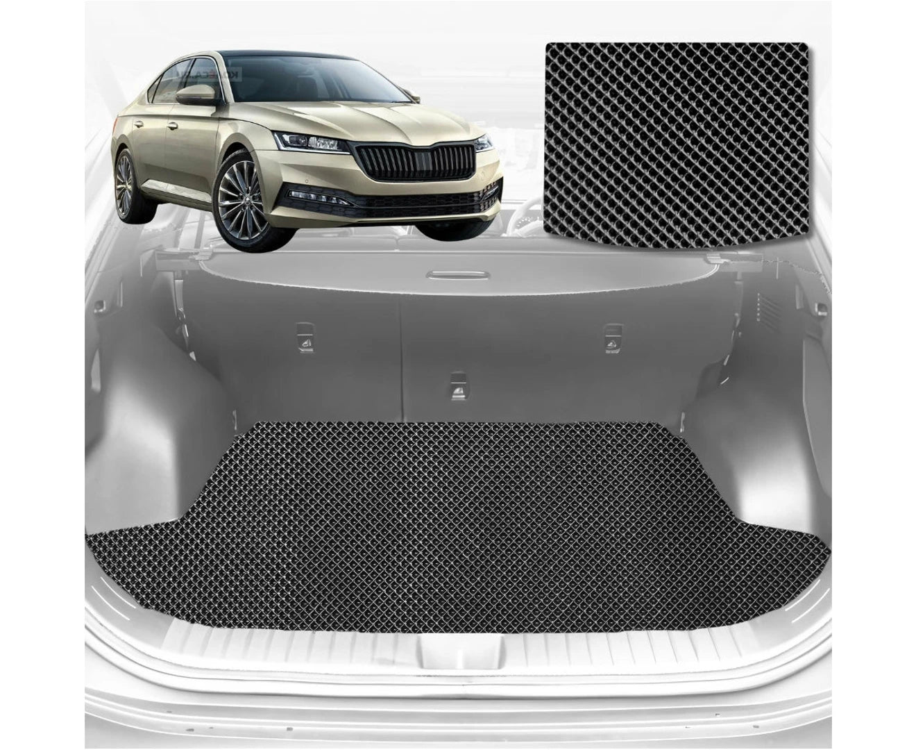 6D Diamond Car Boot Mat for Skoda Octavia 2013 - 2020 NE (Sedan) - Heavy Duty Carpet Liner