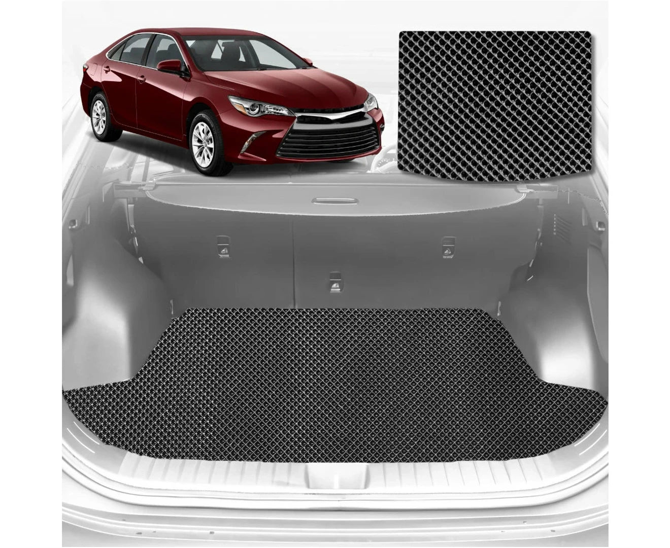 6D Diamond Car Boot Mat for Toyota Camry 2012 - 2017 (XV50) (Hybrid) - Heavy Duty Carpet Liner