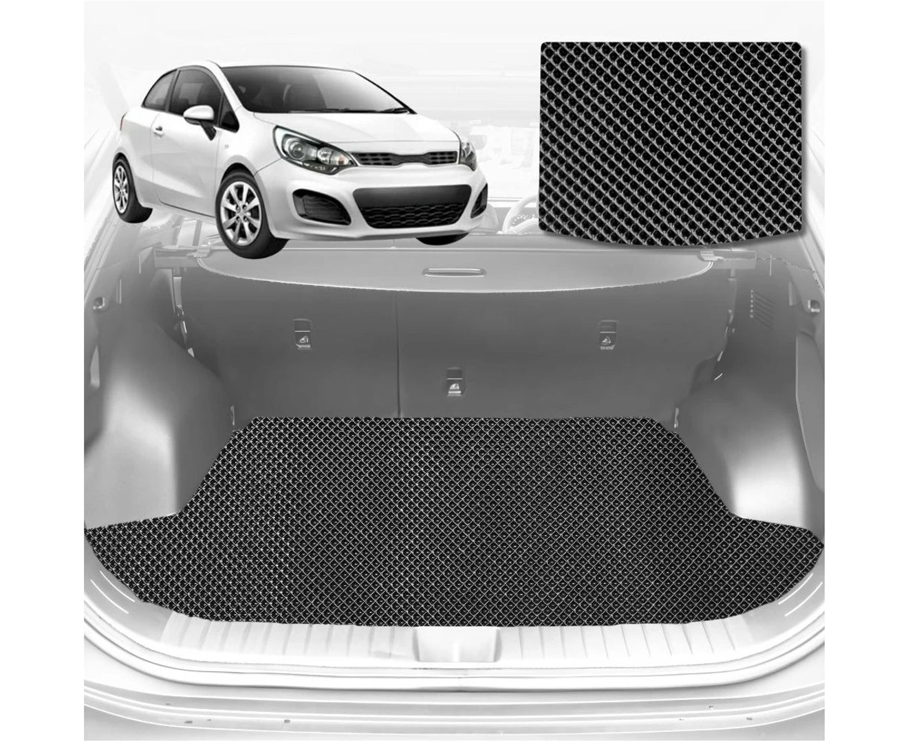 6D Diamond Car Boot Mat for Kia Rio 2012 - 2016 (UB) (Sedan) - Heavy Duty Carpet Liner