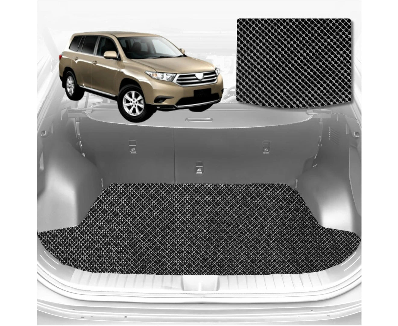 6D Diamond Car Boot Mat for Toyota Kluger 2014 - 2020 (XU50) (3rd Row folded/5 seater) - Heavy Duty Carpet Liner