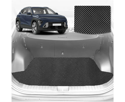 6D Diamond Car Boot Mat for Hyundai Kona 2023 - Current (SX2 Hybrid) (without flaps) - Heavy Duty Carpet Liner