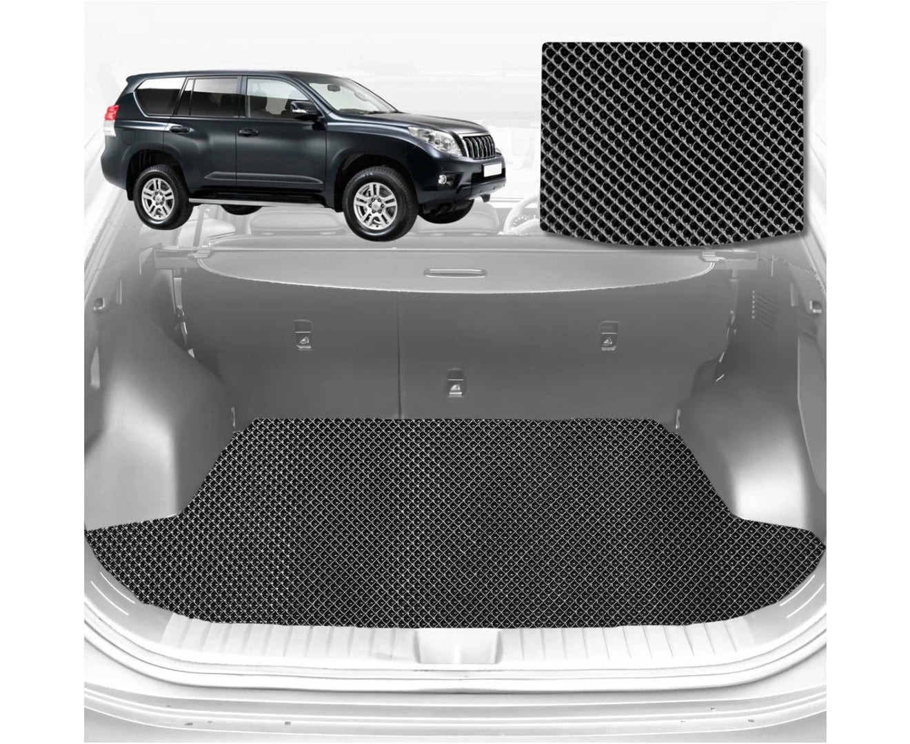 6D Diamond Car Boot Mat for Toyota Prado 2009 - 2013 (J150) (5 Seater) - Heavy Duty Carpet Liner