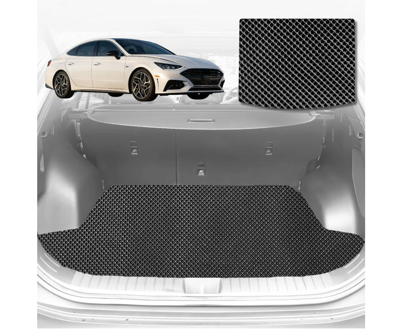 6D Diamond Car Boot Mat for Hyundai Sonata 2021 - Current (for 2023) - Heavy Duty Carpet Liner