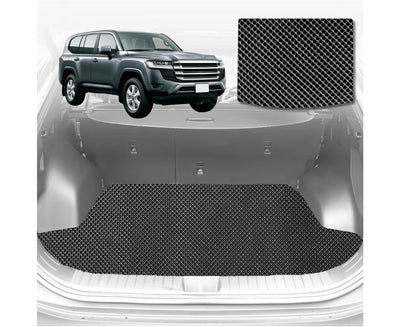 6D Diamond Car Boot Mat for Toyota LandCruiser 300 2021 - Current (3rd Row folded/5 seater) - Heavy Duty Carpet Liner