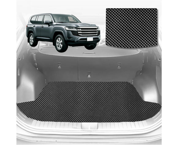 6D Diamond Car Boot Mat for Toyota LandCruiser 300 2021 - Current (3rd Row folded/5 seater) - Heavy Duty Carpet Liner
