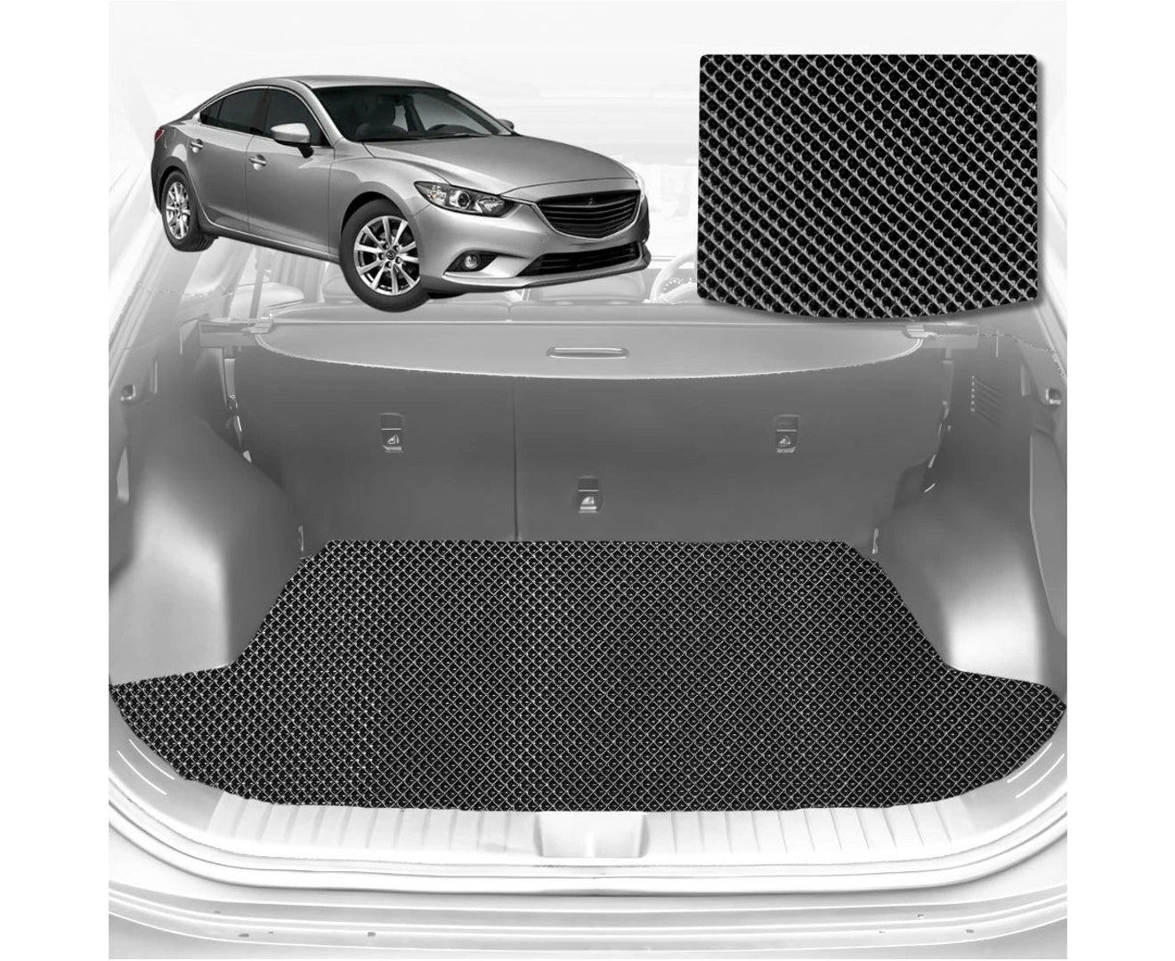 6D Diamond Car Boot Mat for Mazda 6 2008 - 2012 (GH) (Wagon) - Heavy Duty Carpet Liner