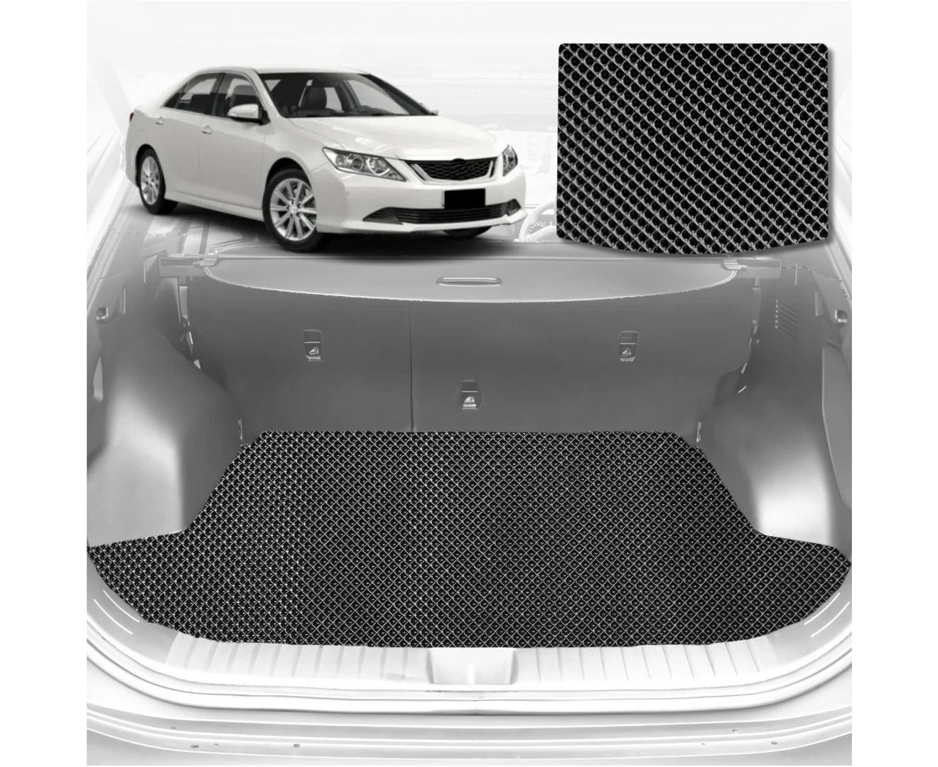 6D Diamond Car Boot Mat for Toyota Aurion 2012 - 2017 (XV50) (Sedan) - Heavy Duty Carpet Liner