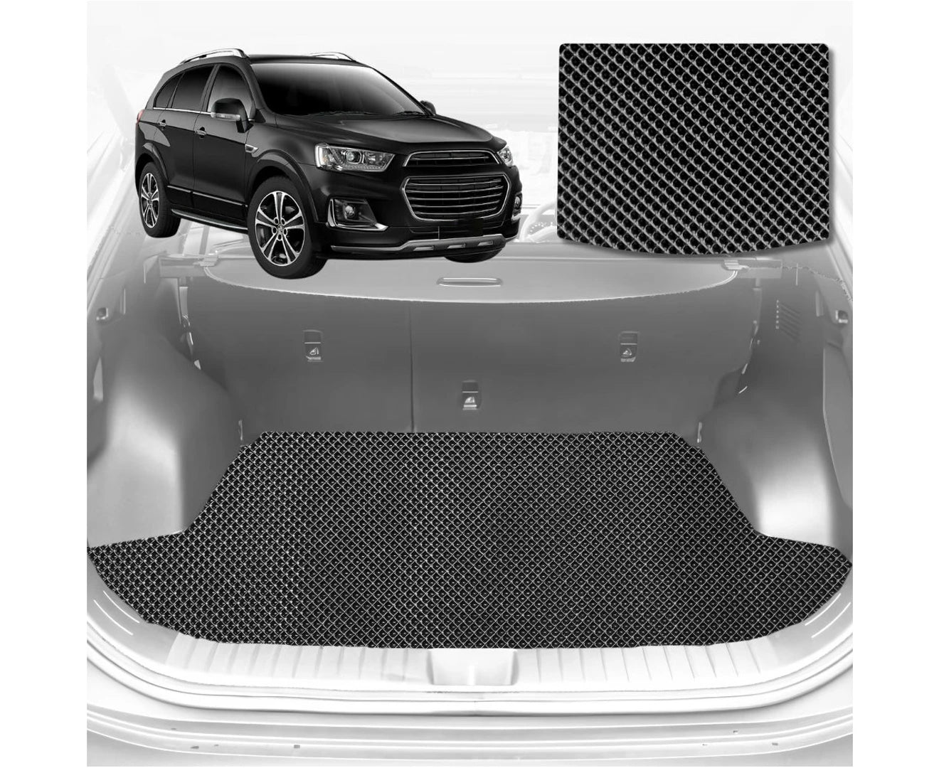 6D Diamond Car Boot Mat for Holden Captiva 7 2016 - 2018 CG II (3rd Row folded/5 seater) - Heavy Duty Carpet Liner