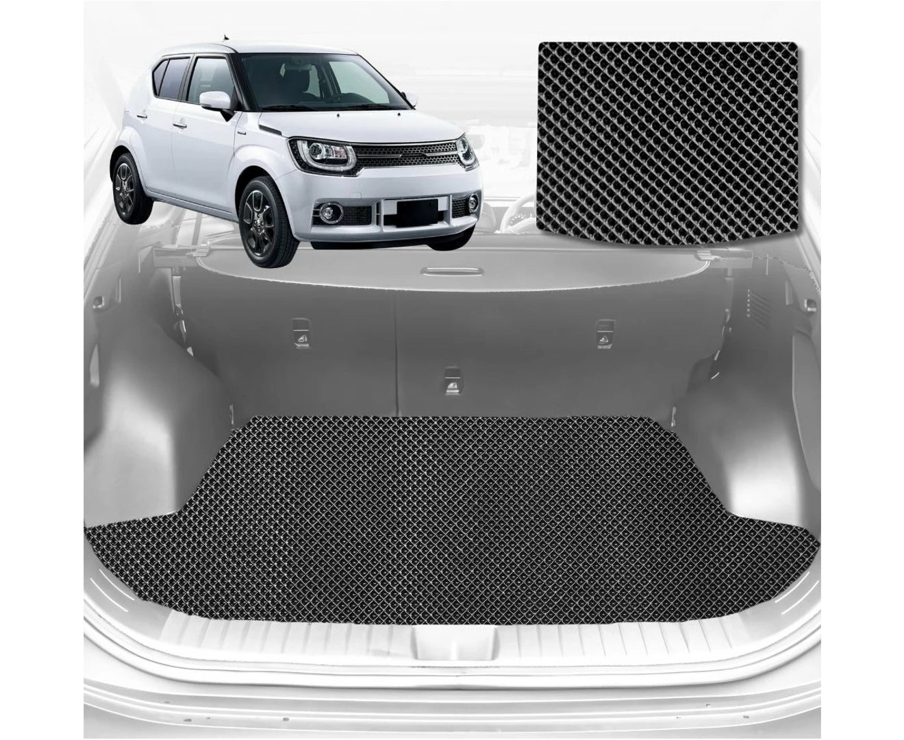 6D Diamond Car Boot Mat for Suzuki Ignis 2016 - Current MF  - Heavy Duty Carpet Liner