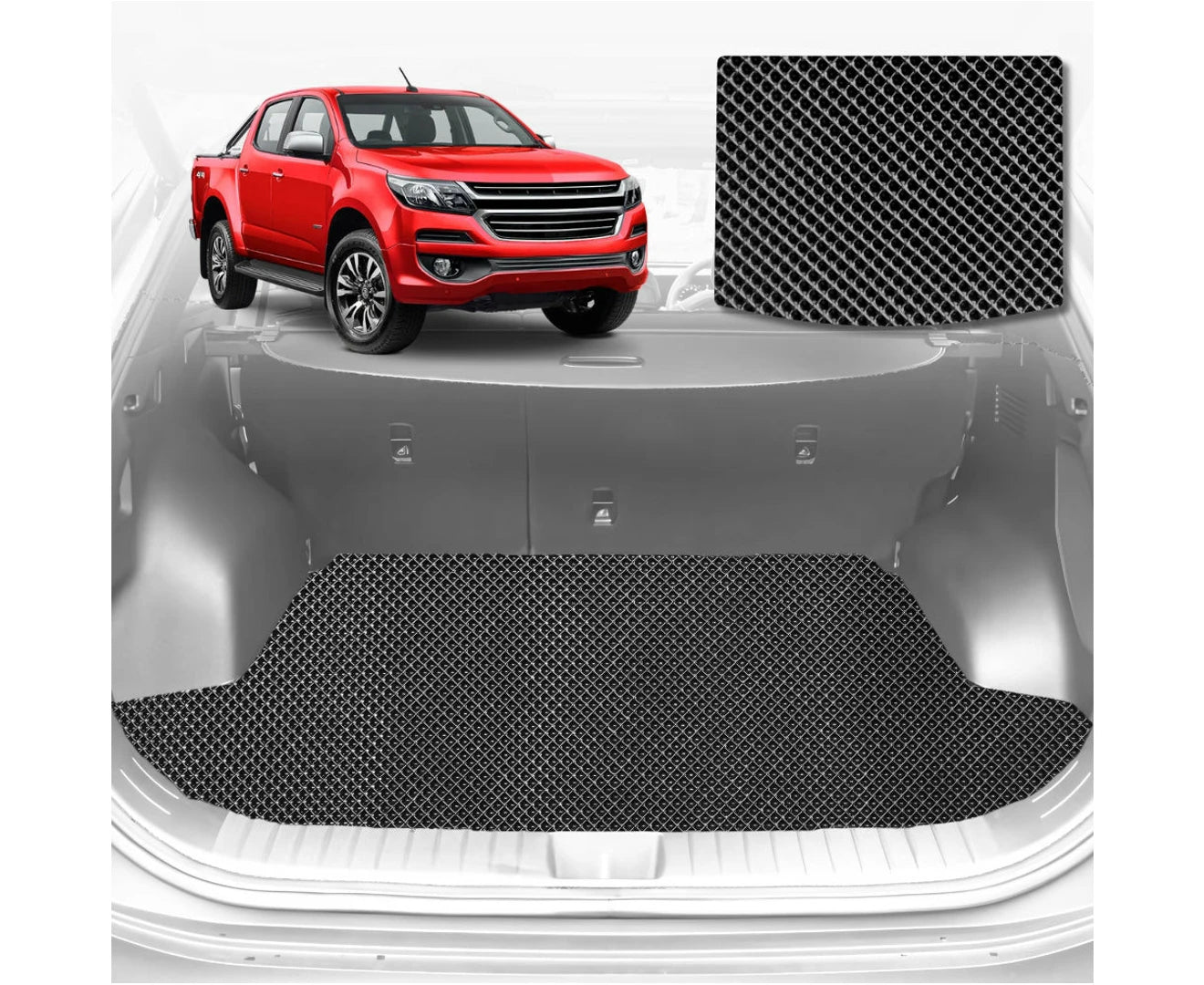 6D Diamond Car Boot Mat for Holden Colorado 7 2012 - 2020 RG (3rd Row folded/5 seater) - Heavy Duty Carpet Liner