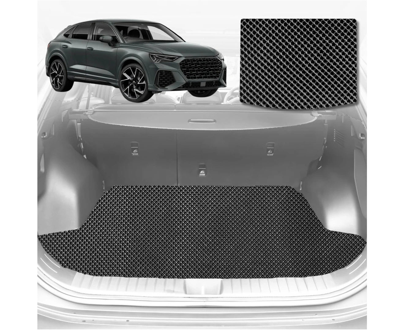 6D Diamond Car Boot Mat for Audi Q3 RSQ3 2018 - Current F3 (Sportback) - Heavy Duty Carpet Liner